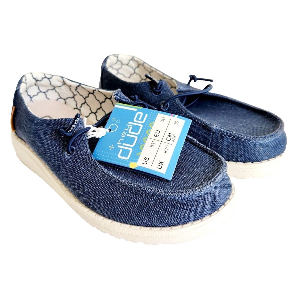 Hey Dude Wendy Girls Comfort Sparkle Denim Blue Slip On Shoes Size Kids 11
